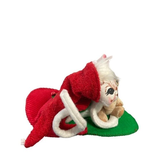 Annalee Doll Mouse in Slipper Holding Teddy Bear Christmas‎ Holiday - Picture 3 of 5